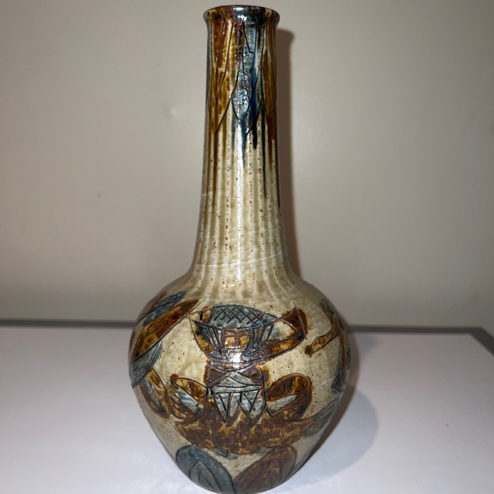 Vintage ОМС Otagiri Japan Stoneware Vase Bird Themed - Picture 6 of 13